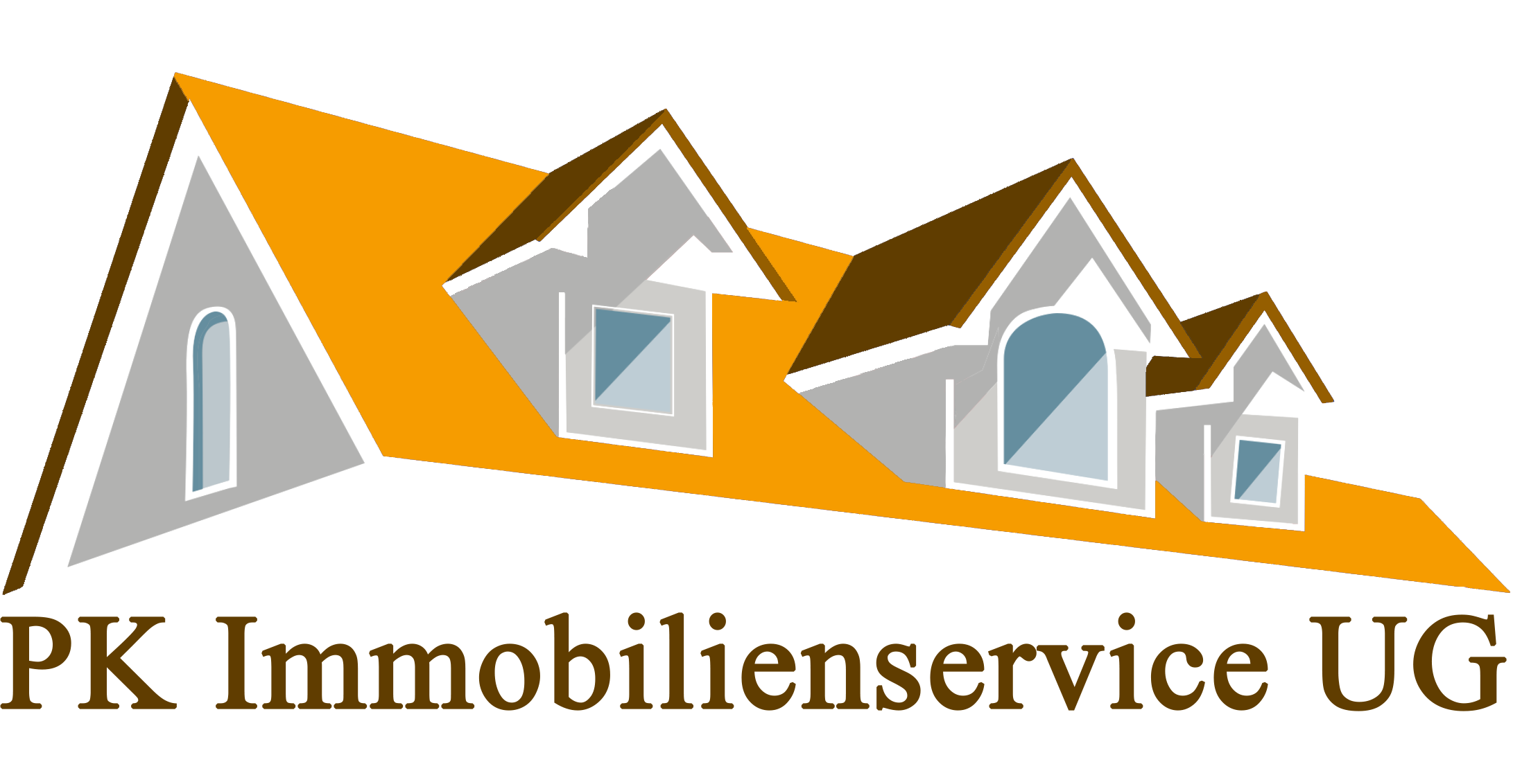 Logo: Gelbes Dach, Schrift darunter PK Immobilienservice UG
